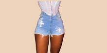 Load image into Gallery viewer, Natural Waist Cross Denim Shorts