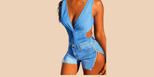 Load image into Gallery viewer, Cut Out Denim Bodysuit