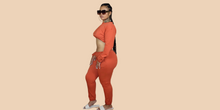 Load image into Gallery viewer, Tangerine Drawstring Crop 2 Piece
