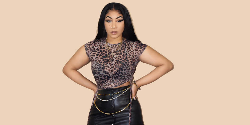 Leopard Print Mesh Crop Top