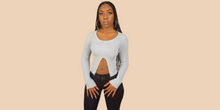 Load image into Gallery viewer, Peek-a-boo Long Sleeve Cropped Sweater
