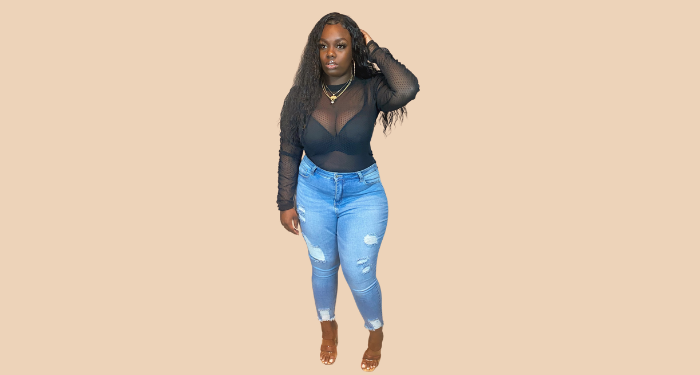 Plus Size Sheer Mesh Top