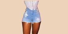 Load image into Gallery viewer, Natural Waist Cross Denim Shorts
